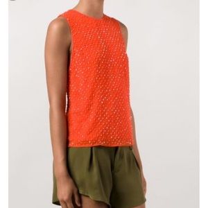 Alice & Olivia Silk Sunset Sequins Top Sz 10 NWT